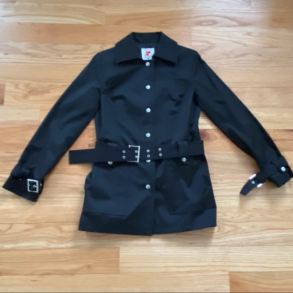 Authentic Courreges Black Trench Coat (Size 38)